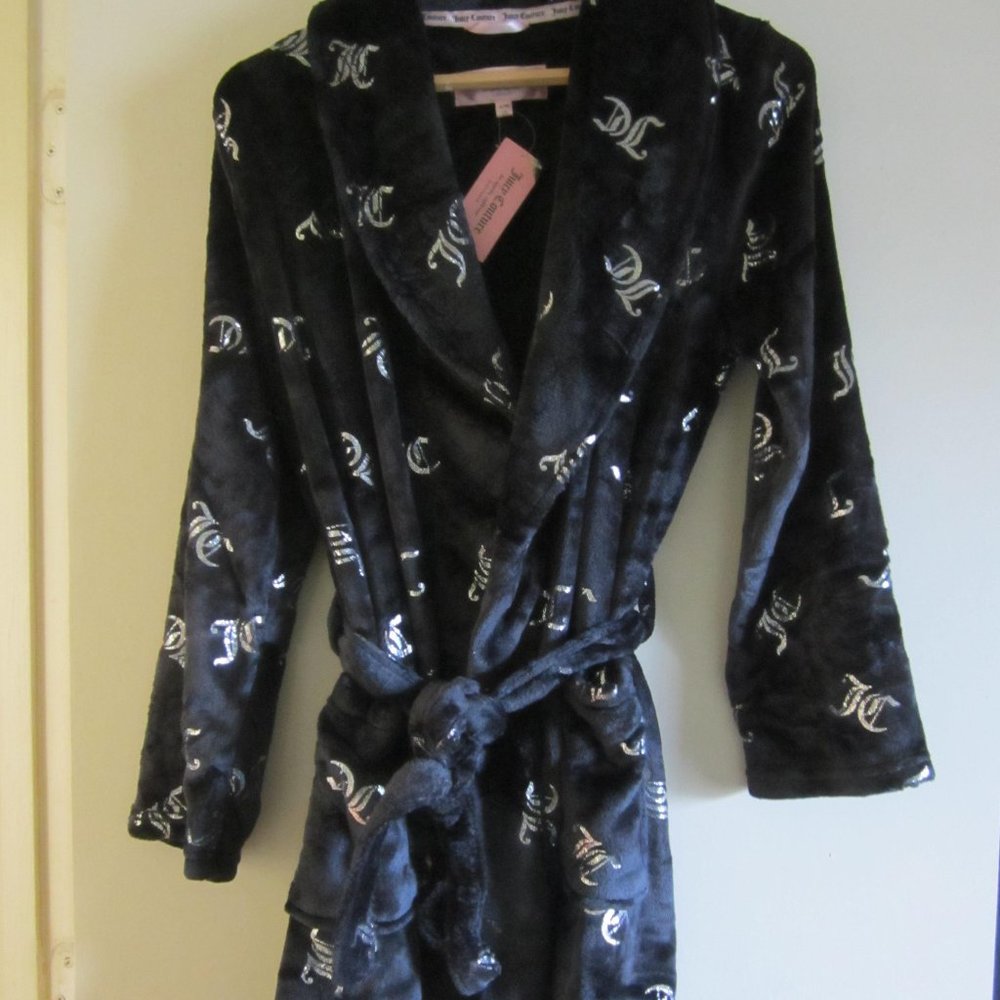 Juicy Couture Bathrobe Robe Black JC Sleepwear Women